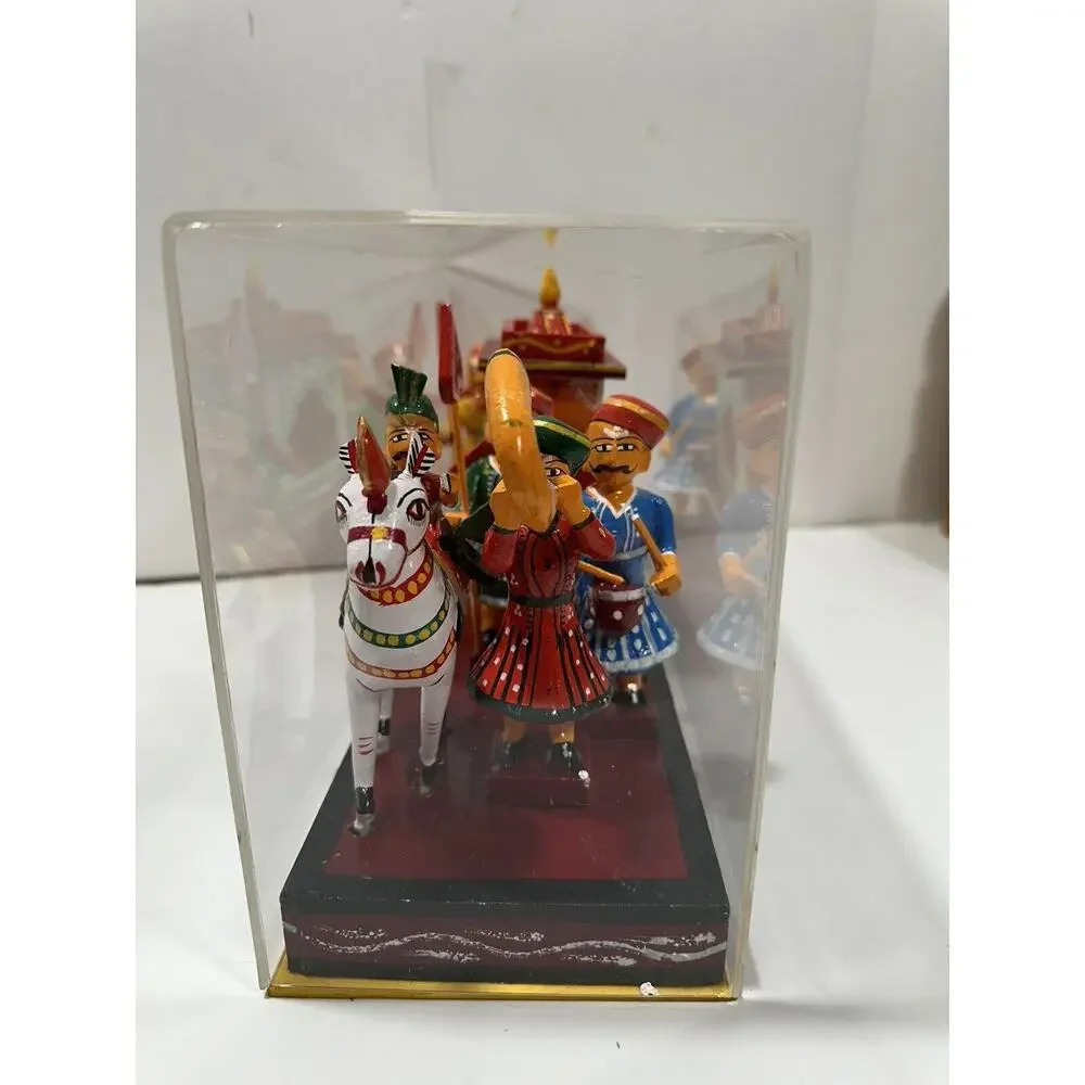Wooden Marriage‎ Procession Kondapalli Art Figurine Indian Statue Dolls Display